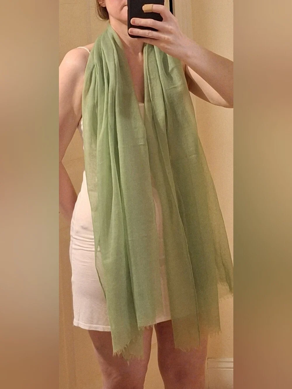 Green Silk/Linen/Cotton Scarf